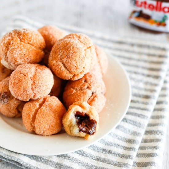 Nutella Stuffed Mochi Doughnut Hole - Recipe photo by MyKoreanKitchen