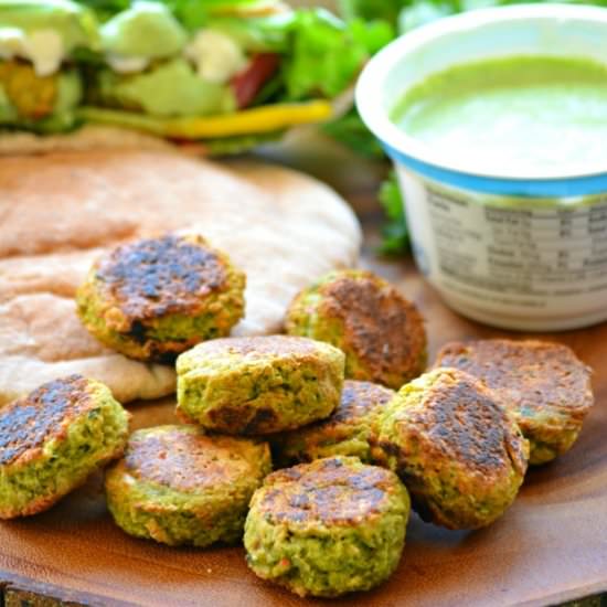 Baked Falafels w/ Cilantro Sauce - Recipe photo by loveisinmytummy