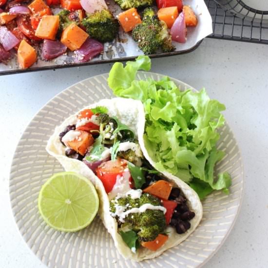 Za'atar Veggie & Black Bean Tacos - Recipe photo by Thoroughly Nourished Life