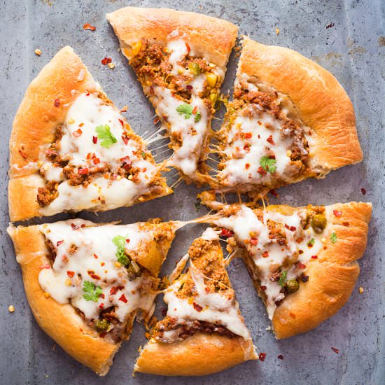 Wholewheat Thick Crust Keema Pizza - Recipe photo by myfoodstory