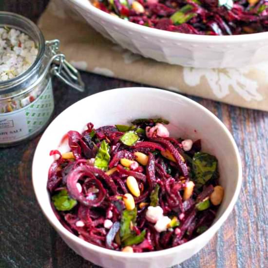 Beet Noodles & Goat Cheese Salad - Recipe photo by MyLifeCookbook