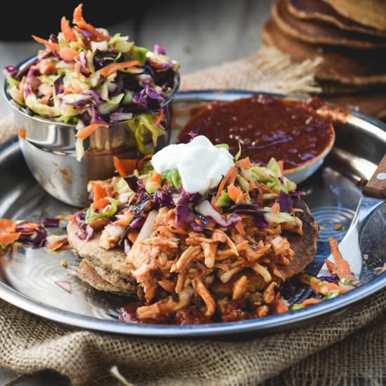 BBQ Chicken & Slaw Savory Pancakes - Recipe photo by Gringalicious