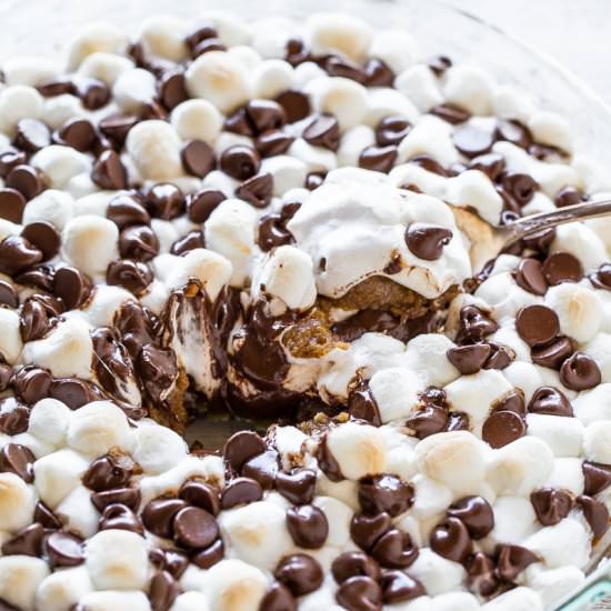 Peanut Butter Smores Cookie Pie - Recipe photo by Averie