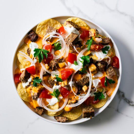 Gyro Nachos - Recipe photo by whiskeyandsoba