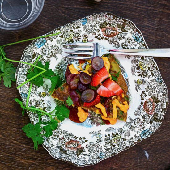Spanish Style Vegetarian Omelette - Recipe photo by Anu@MyGingerGarlicKitchen