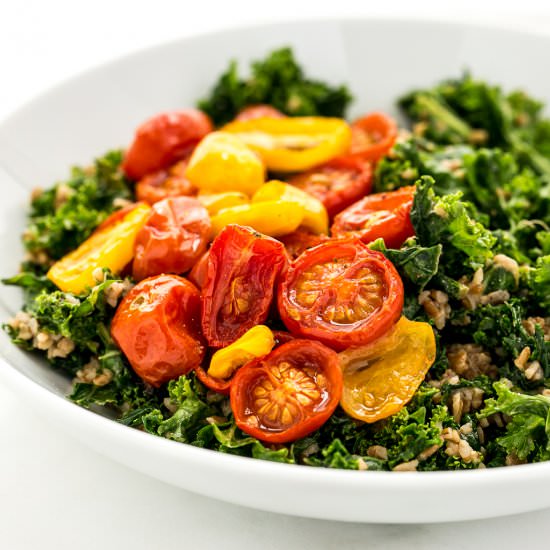 Balsamic Marinated Kale Salad - Recipe photo by BlissfulBasil