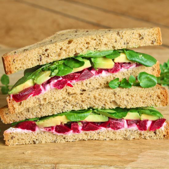 Beetroot, Cheese & Avocado Sandwich - Recipe photo by Snacktothefuture