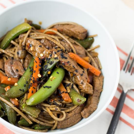 Soba Noodle, Beef and Veggie Stir Fry - Recipe photo by Homemade Nutrition