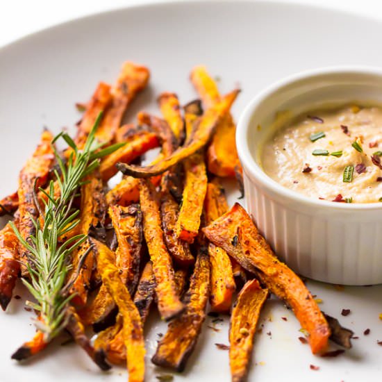 Carrot Fries with Harissa Tahini - Recipe photo by jessicainthekitchen