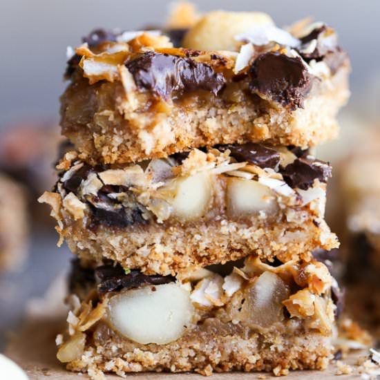 Chocolate Macadamia Nut Magic Bars - Recipe photo by bakerita