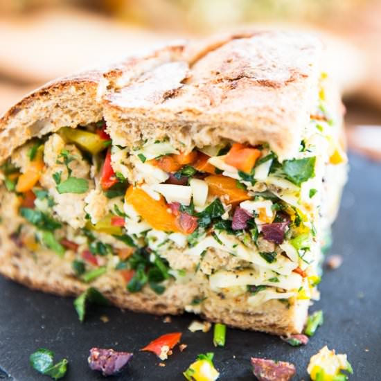 VEGETARIAN MUFFULETTA - Recipe photo by The Healthy Foodie