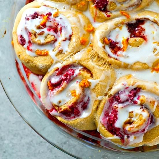 Orange Raspberry Cinnamon Rolls - Recipe photo by WholeAndHeavenlyOven