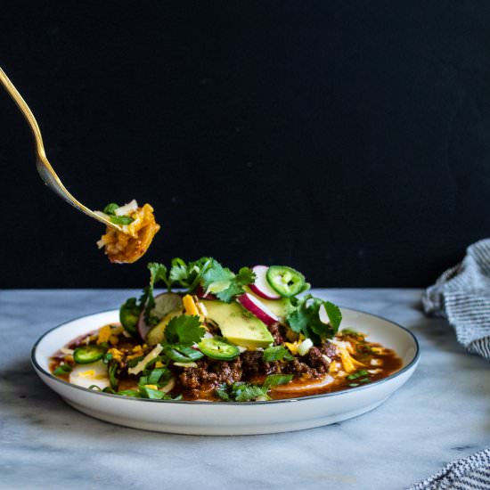 Korean Rice Cake Nachos - Recipe photo by sundiegoeats