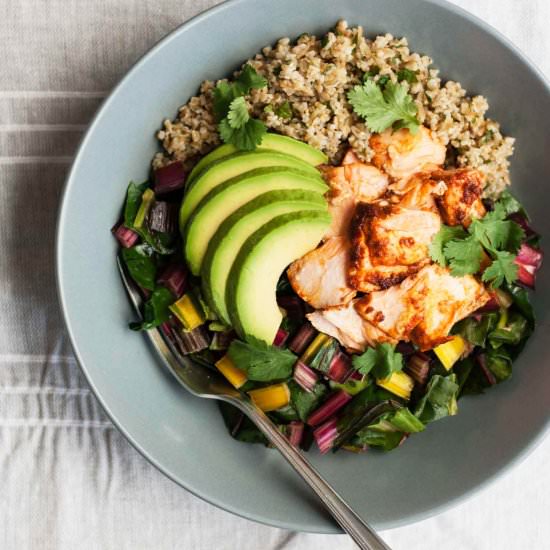 Baked Chipotle Salmon Freekeh Bowls - Recipe photo by eatloveeat