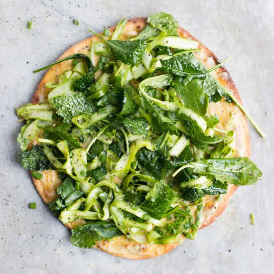 Chickpea Pizza with Asparagus Salad - Recipe photo by withfoodandlove