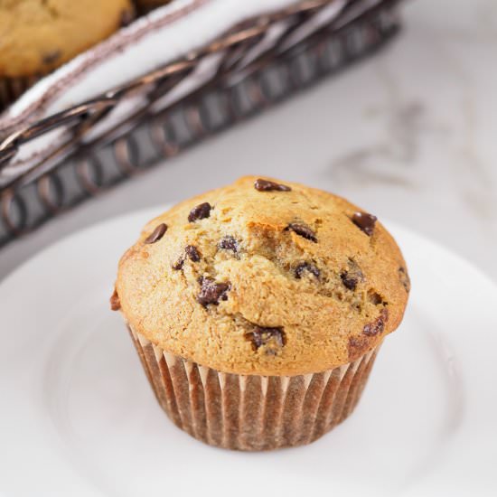Banana Chocolate Chip Muffins - Recipe photo by sweetandsavourypursuits