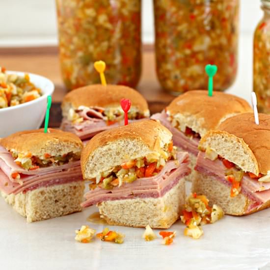 Muffuletta Sliders and Olive Relish - Recipe photo by Kitchen Simmer