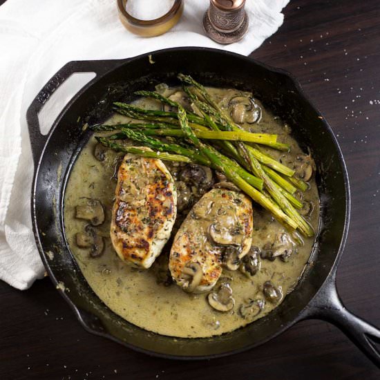 One Skillet Chicken with Mushrooms - Recipe photo by Kiwi and Carrot