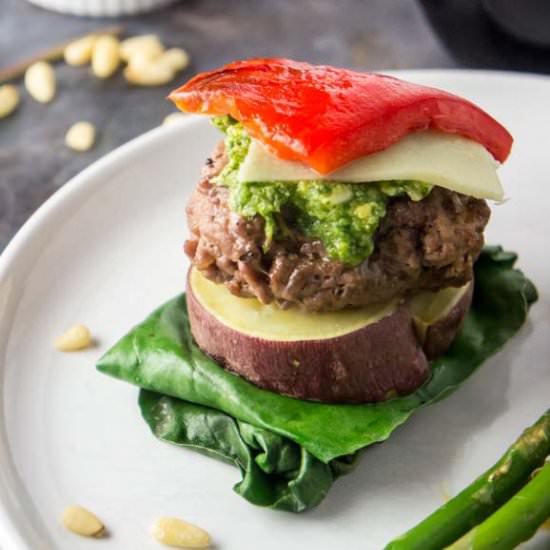 Lamb Burgers with Mint Pesto - Recipe photo by forageddish