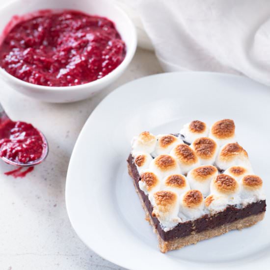 Raspberry S’mores Bars - Recipe photo by cakenknife