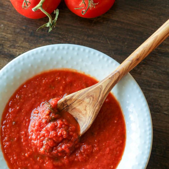 Simple Freezer Tomato Basil Sauce - Recipe photo by wrightfamilytable