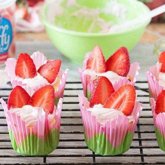 Strawberry Surprise Cupcakes - Recipe photo by Food Done Light