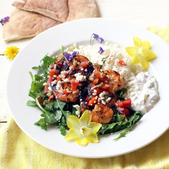 Grilled Greek Shrimp Plate - Recipe photo by susanstable