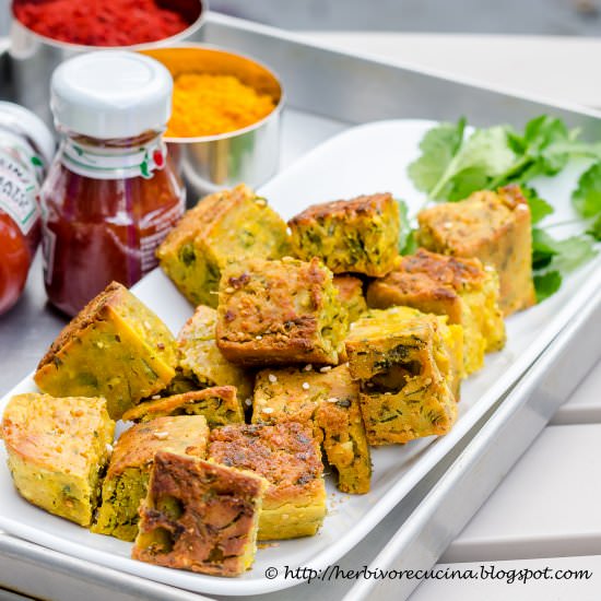 Kothimir Vadi | Cilantro Fritters - Recipe photo by Herbivore Cucina