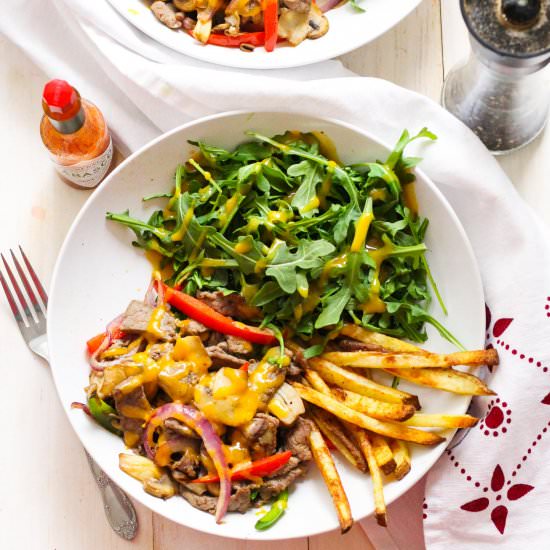 Philly Cheesesteak Salad Bowls - Recipe photo by thegirlonbloor