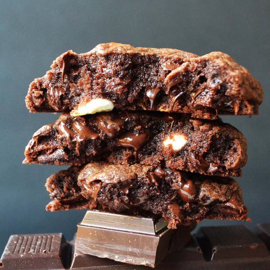 Hunka Hunka Triple Chocolate Cookie - Recipe photo by Modern Honey
