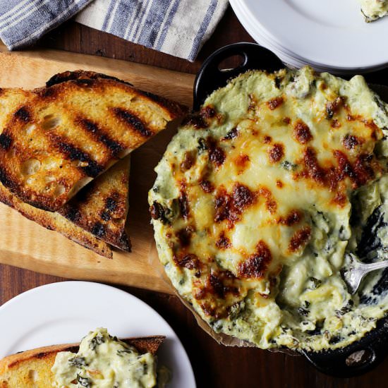 Creamy Cheesy Artichoke Kale Dip - Recipe photo by fortheloveoflasagna