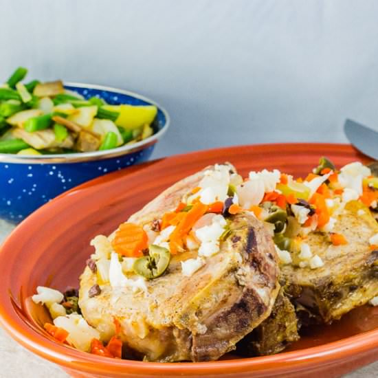Muffuletta Pork Chops - Recipe photo by gheewhizz