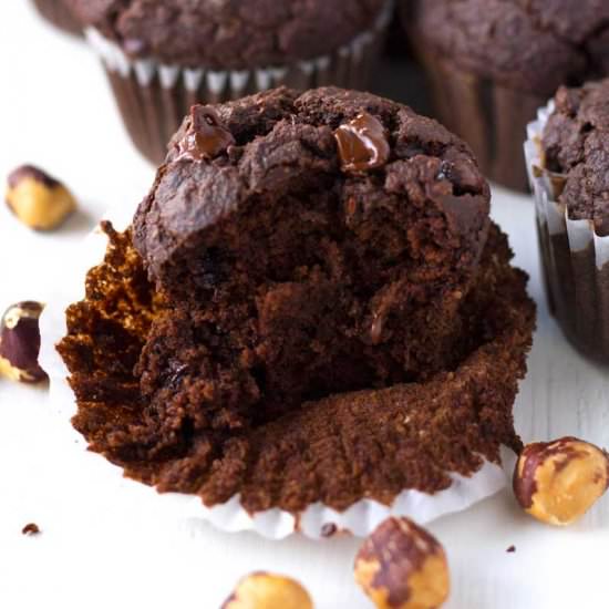 Double Chocolate Hazelnut Muffins - Recipe photo by passtheplants