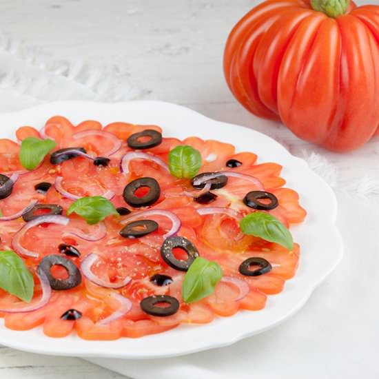 Coeur de Boeuf Tomato Carpaccio - Recipe photo by ohmydish