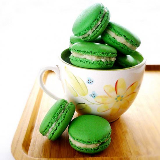 Pandan Macarons w/ Coconut Filling - Recipe photo by MyHomeDiaryinTurkey