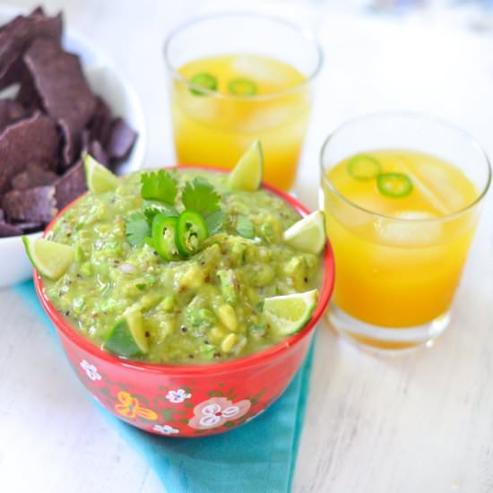 Tomatillo, Quinoa Guacamole Dip - Recipe photo by lucismorsels
