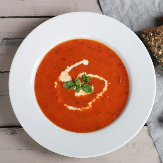 Roasted Red Pepper and Tomato Soup - Recipe photo by gatheredthreads