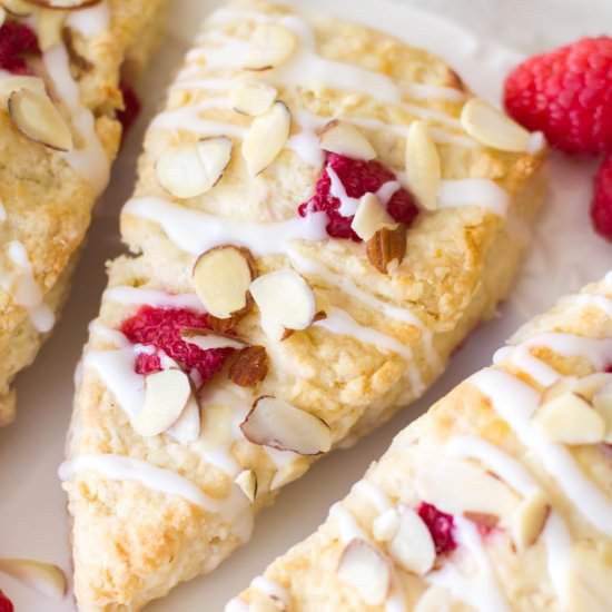 Raspberry Almond Cream Scones - Recipe photo by a latte food