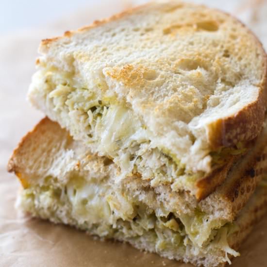 Pesto Tuna Grilled Cheese - Recipe photo by a latte food