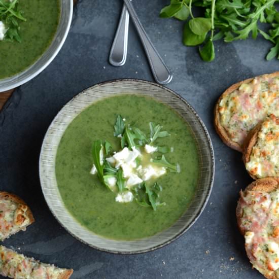 Watercress Soup with Welsh Rarebit - Recipe photo by waffleandwhisk