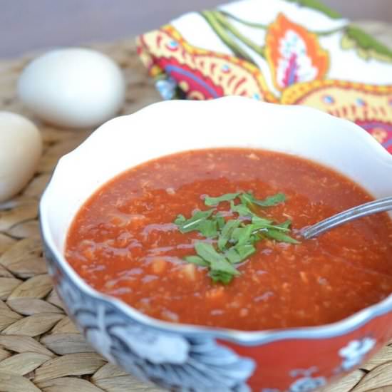 Tomato Cauliflower Egg Drop Soup - Recipe photo by jollytomato