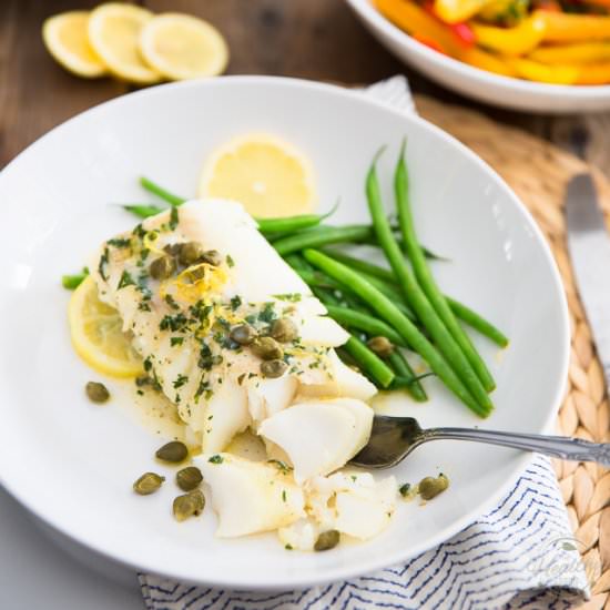 Lemon Caper Baked Cod - Recipe photo by The Healthy Foodie