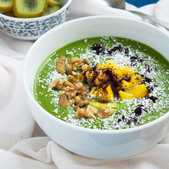 Mango Kiwi Lime Green Smoothie Bowl - Recipe photo by WhittyPaleo