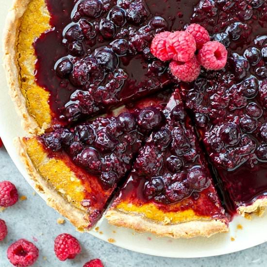 Lemon Tart with Berry Sauce - Recipe photo by WholeAndHeavenlyOven