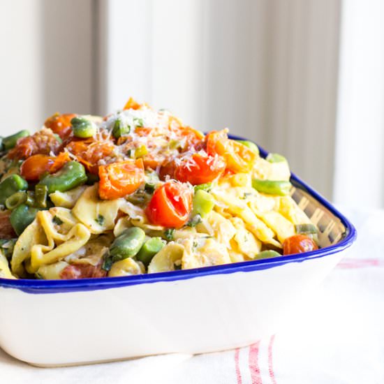 Fava Bean and Herbed Ricotta Pasta - Recipe photo by TheWimpyVegetarian