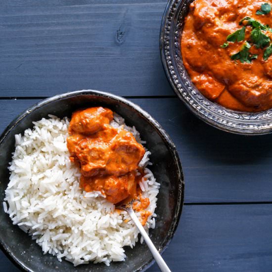 Butter Chicken and Jasmine Rice - Recipe photo by followtherivernorth