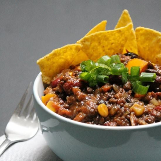 Three-Bean Vegan Chili - Recipe photo by valisesetgourmandises