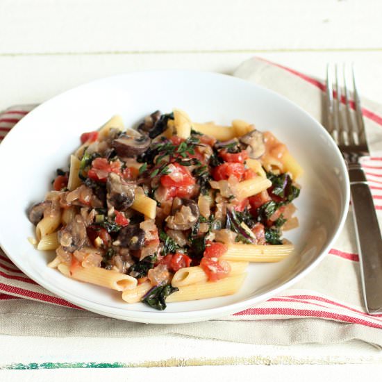 Creamy Mushroom, Kale, and Tomato Pasta - Recipe photo by susanstable