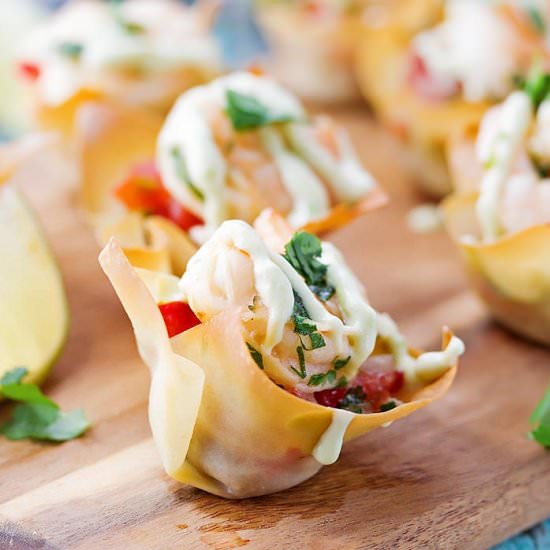 Tequila Shrimp Wonton Tacos - Recipe photo by Cooks With Cocktails