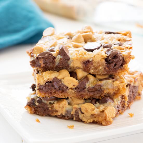 Chocolate Peanut Butter Magic Bars - Recipe photo by kitchengidget